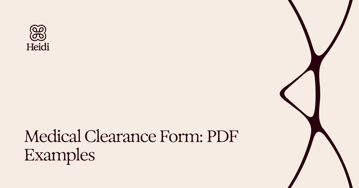 Medical Clearance Form: PDF Examples