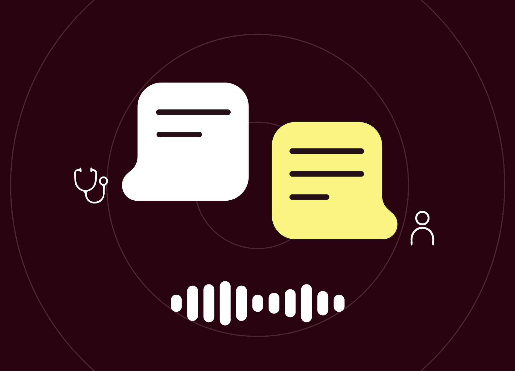 Illustration of medical voice messaging between a doctor and a patient.