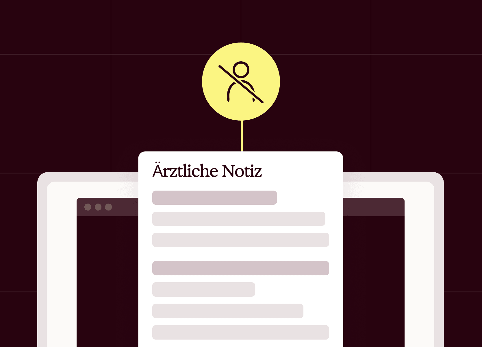 Eine private Notiz auf einem Laptop-Bildschirm mit einem gelben durchgestrichenen Personen-Symbol darüber.